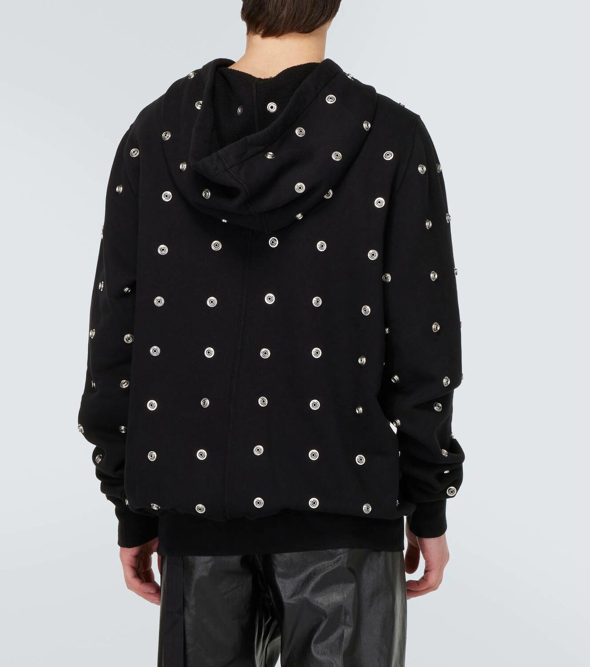 DRKSHDW by Rick Owens Granbury studded cotton jersey hoodie DRKSHDW by Rick Owens Granbury studded cotton jersey hoodie