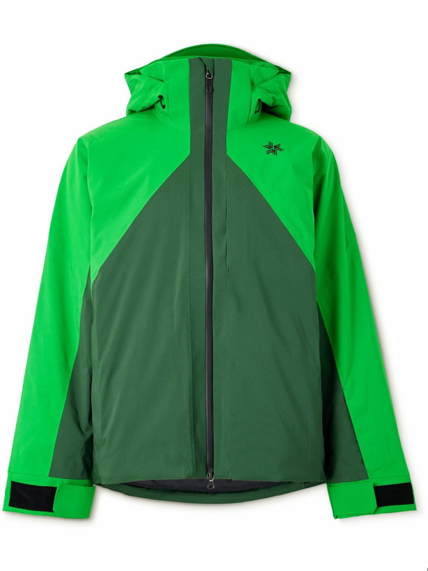Photo: Goldwin - Logo-Embroidered Two-Tone Padded Hooded Ski Jacket - Green
