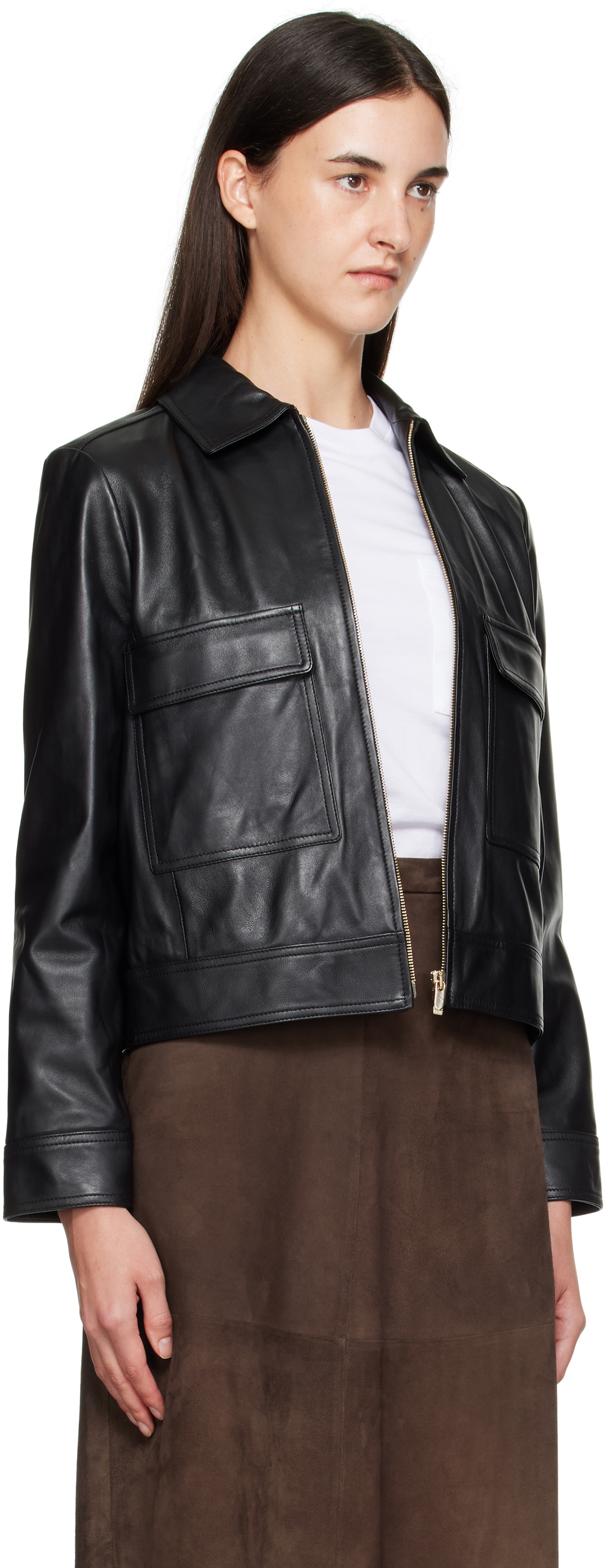 Max Mara Black Nepet Leather Jacket
