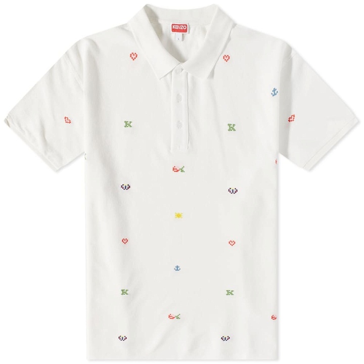 Photo: Kenzo Paris Men's Pixel Slim Polo Shirt in Off White