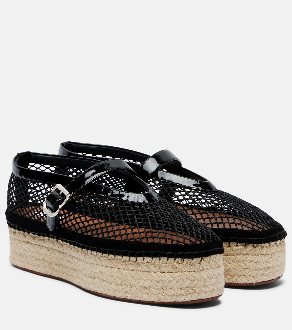 Alaïa Fishnet leather-trimmed espadrilles