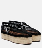 Alaïa Fishnet leather-trimmed espadrilles