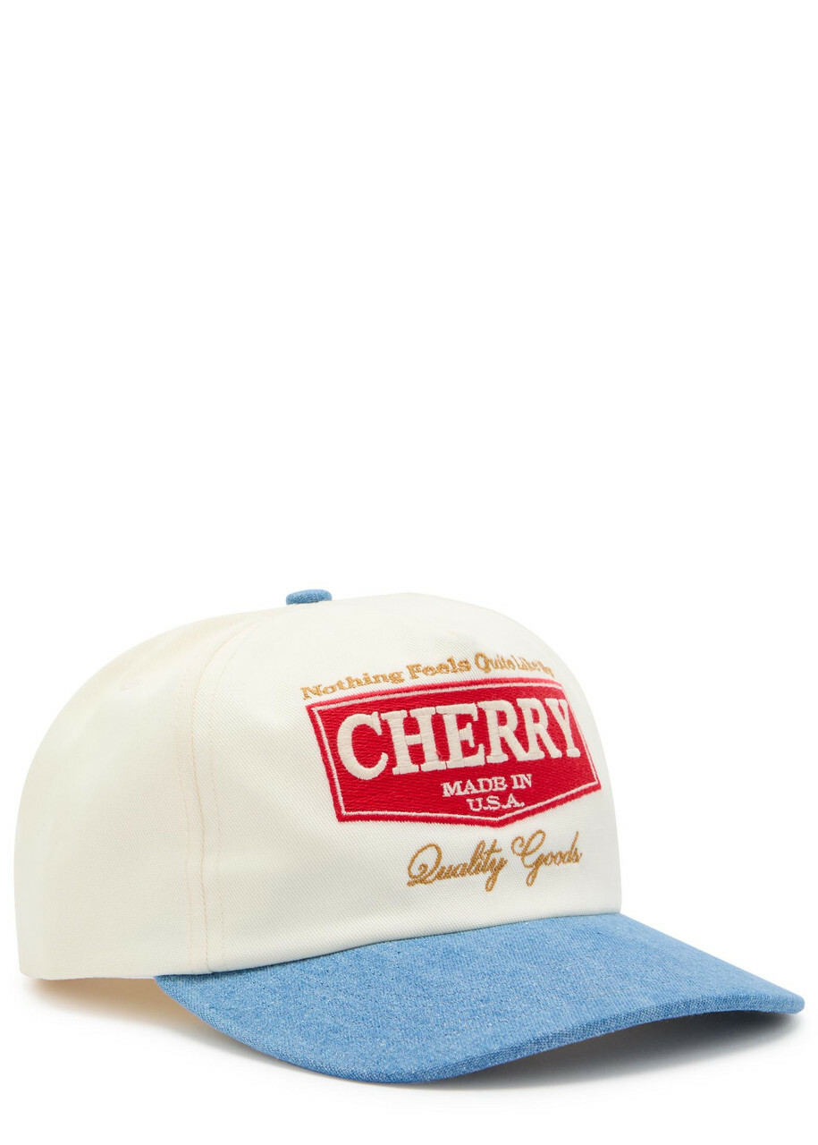 Cherry Los Angeles Chevron 5 Panel Embroidered Canvas and Chambray cap - Blue - One Size