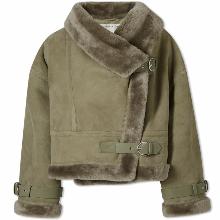 Photo: Shoreditch Ski Club Women's Darling Cropped Shearling Jacket in Pebble Grey