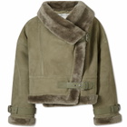 Shoreditch Ski Club Women's Darling Cropped Shearling Jacket in Pebble Grey