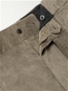 Purdey - Straight-Leg Pleated Cotton-Blend Corduroy Trousers - Brown