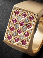 Pearls Before Swine - Marth 14-Karat Gold, Sapphire and Diamond Signet Ring - Gold
