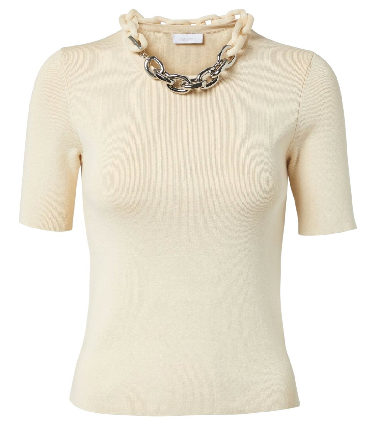 【Rabanne】 Chain-detailシルクアンドコットンブレンドトップ Rabanne Chain-detail silk and cotton-blend top Paco Rabanne