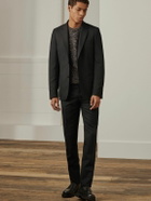 Mr P. - Slim-Fit Black Worsted Wool Trousers - Black
