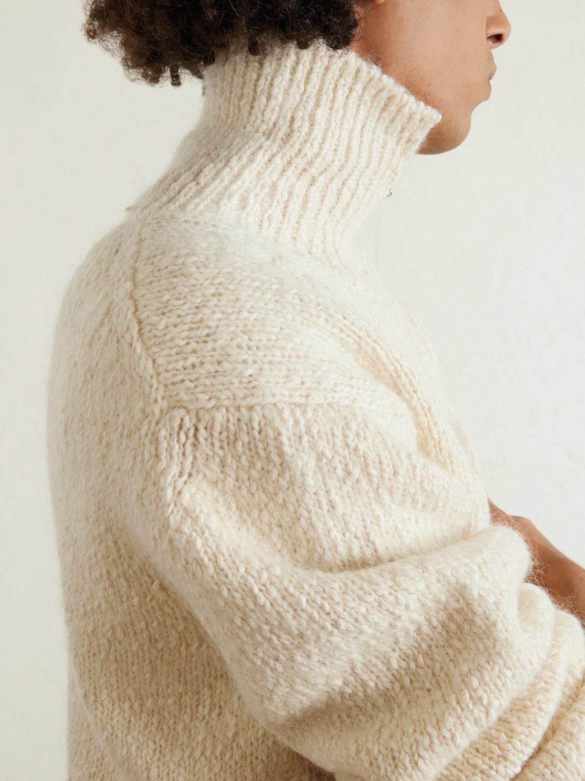 Amomento - Cotton-Blend Half-Zip Sweater - Neutrals