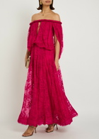 Zimmermann Luna Off-the-shoulder Lace Gown Fuchsia
