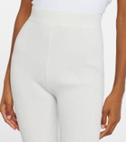Ganni Crochet-trimmed ribbed cotton-blend capri pants