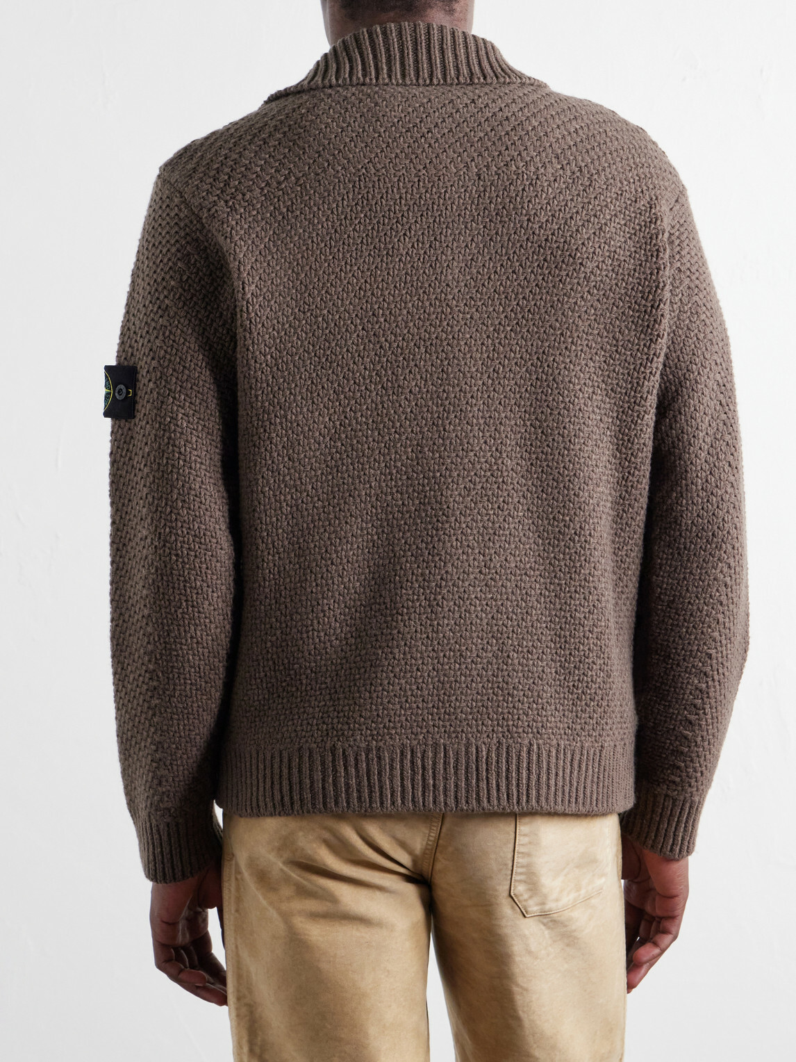 Stone Island - Basket-Stitch Wool-Blend Cardigan - Brown