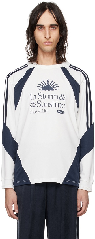 Photo: Kijun Navy & White Sunshine Football Long Sleeve T-Shirt