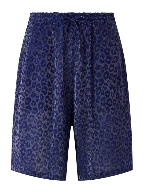 Photo: Needles - H.D. Straight-Leg Leopard-Jacquard Drawstring Shorts - Blue