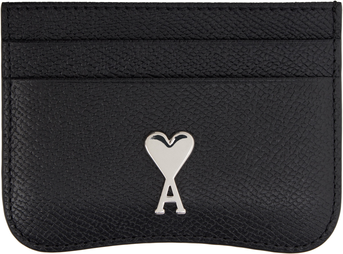 ☆AMI PARIS☆ Heart Logo Card Holder Black USL013830001 USL0 Black Ami De Coeur Card Holder | AMI PARIS