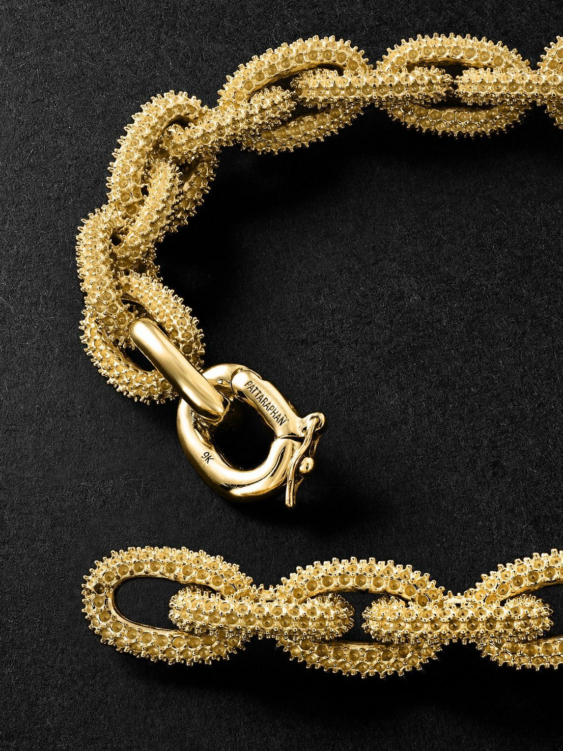 PATTARAPHAN - Textured Seamless Link 9-Karat Gold Chain Bracelet - Gold