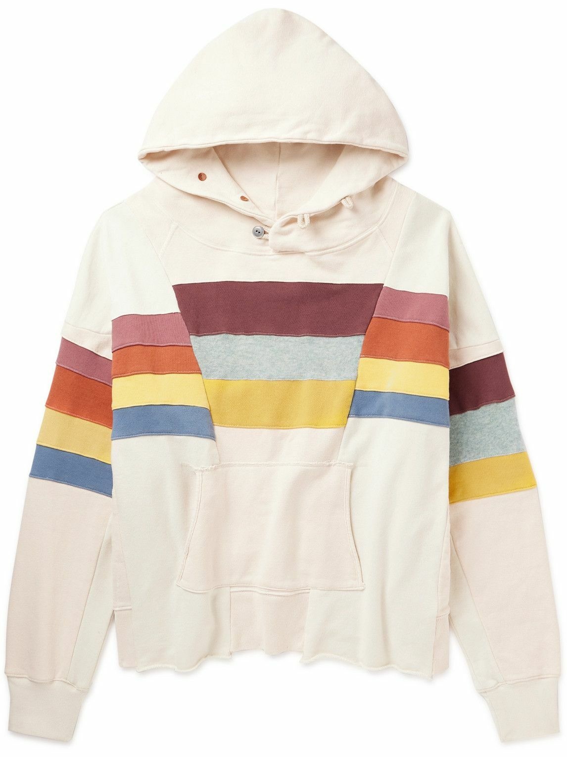 Photo: KAPITAL - Panelled Striped Cotton and Wool-Blend Jersey Hoodie
