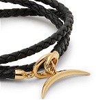 Shaun Leane - Quill Woven Leather and Gold-Plated Wrap Bracelet - Black
