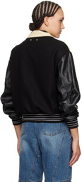 Andersson Bell Black & Off-White Robyn Leather Bomber Jacket