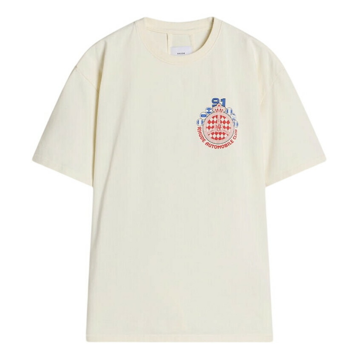 Photo: Rhude Men's Automobile Club T-Shirt in Vintage White/Red/Blue