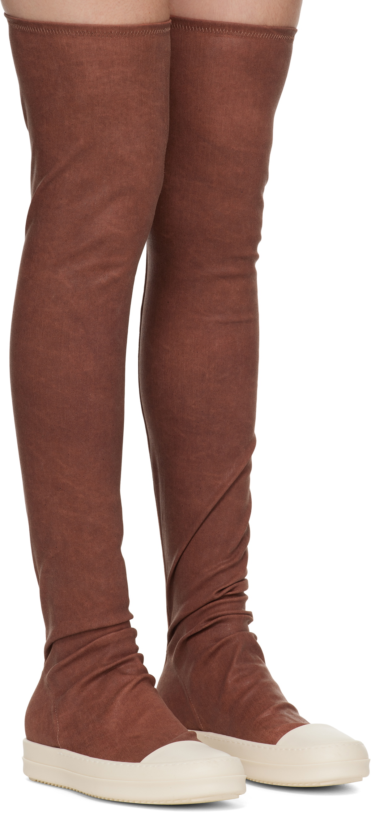 Rick Owens DRKSHDW Red Porterville High Sock Sneaks Tall Boots