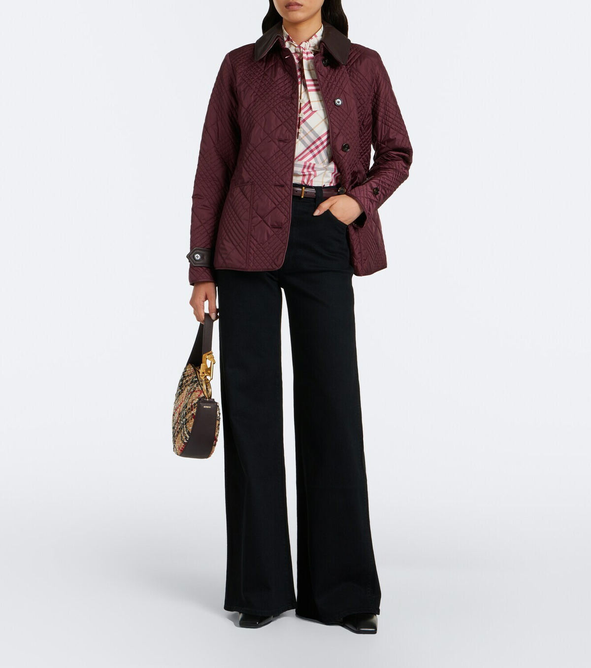 Burberry Fernleigh leather-trimmed quilted jacket