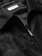 SAINT LAURENT - Grosgrain-Trimmed Satin-Jacquard Bomber Jacket - Black