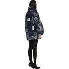 Balenciaga White and Navy Oversized Abstract Spiral Zip-Up Sweater