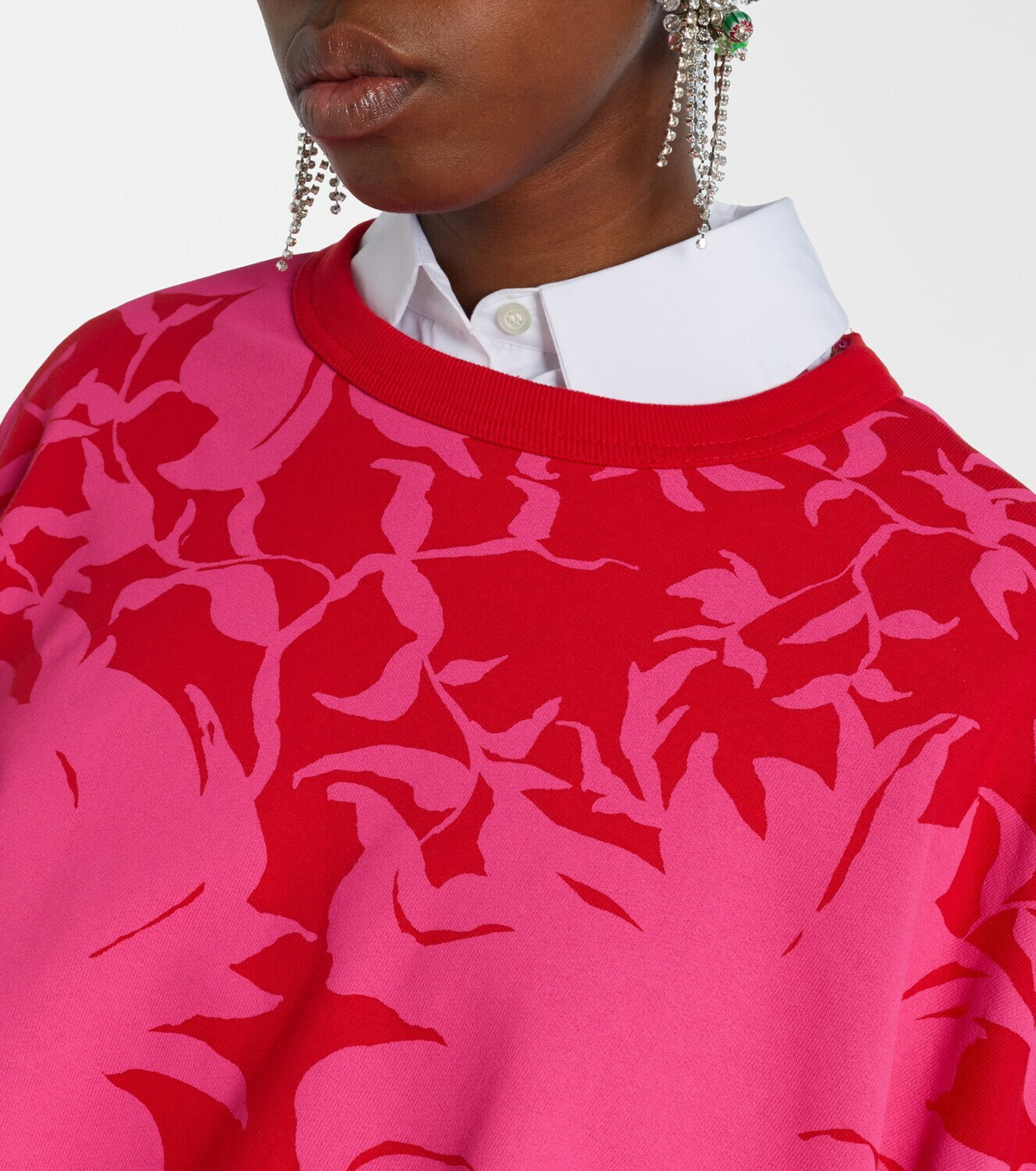 Dries Van Noten Draped floral cotton jersey sweatshirt