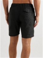 Onia - Long-Length Straight-Leg Linen-Blend Swim Shorts - Black