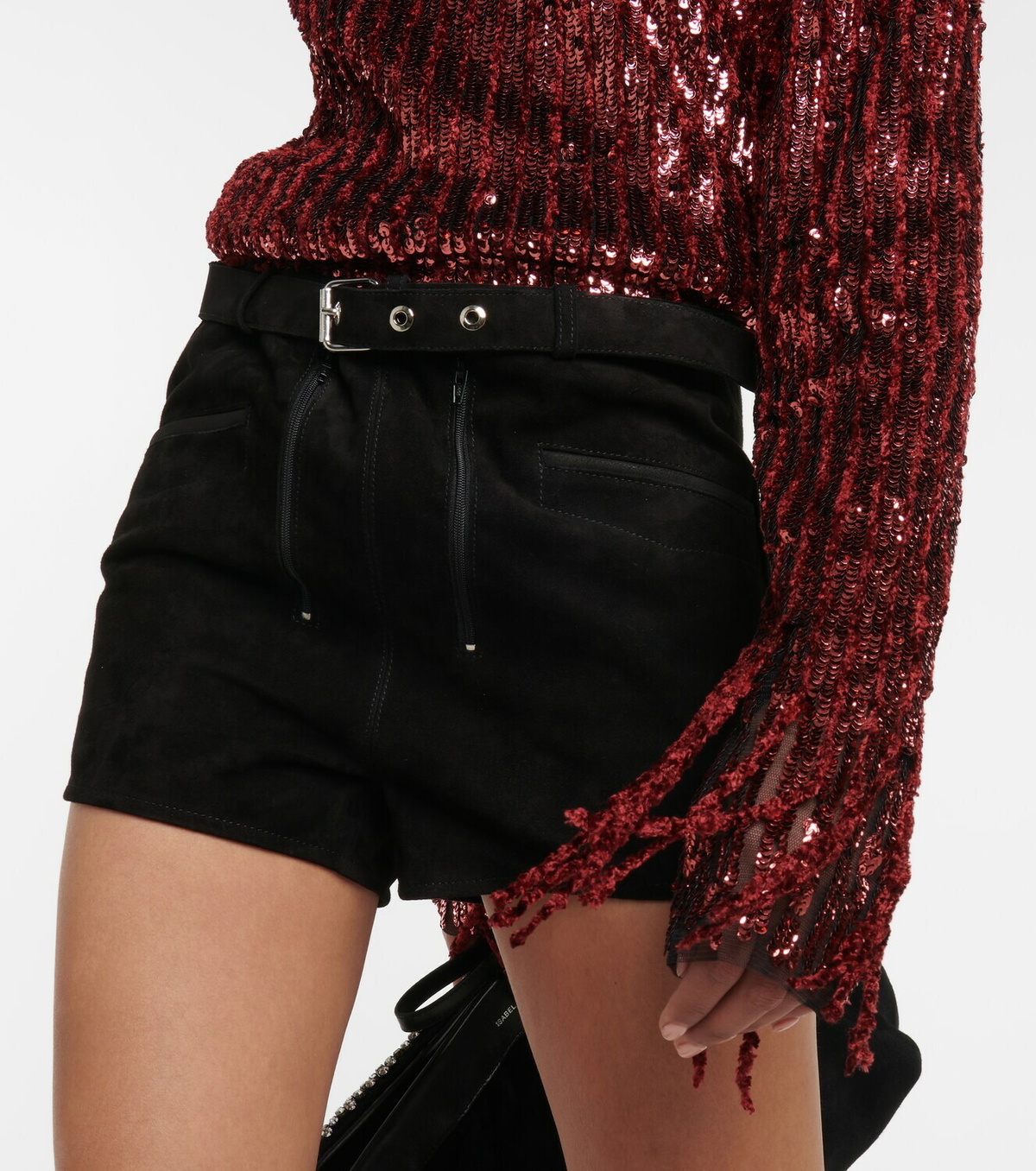 Dodo Bar Or Belted low-rise suede shorts