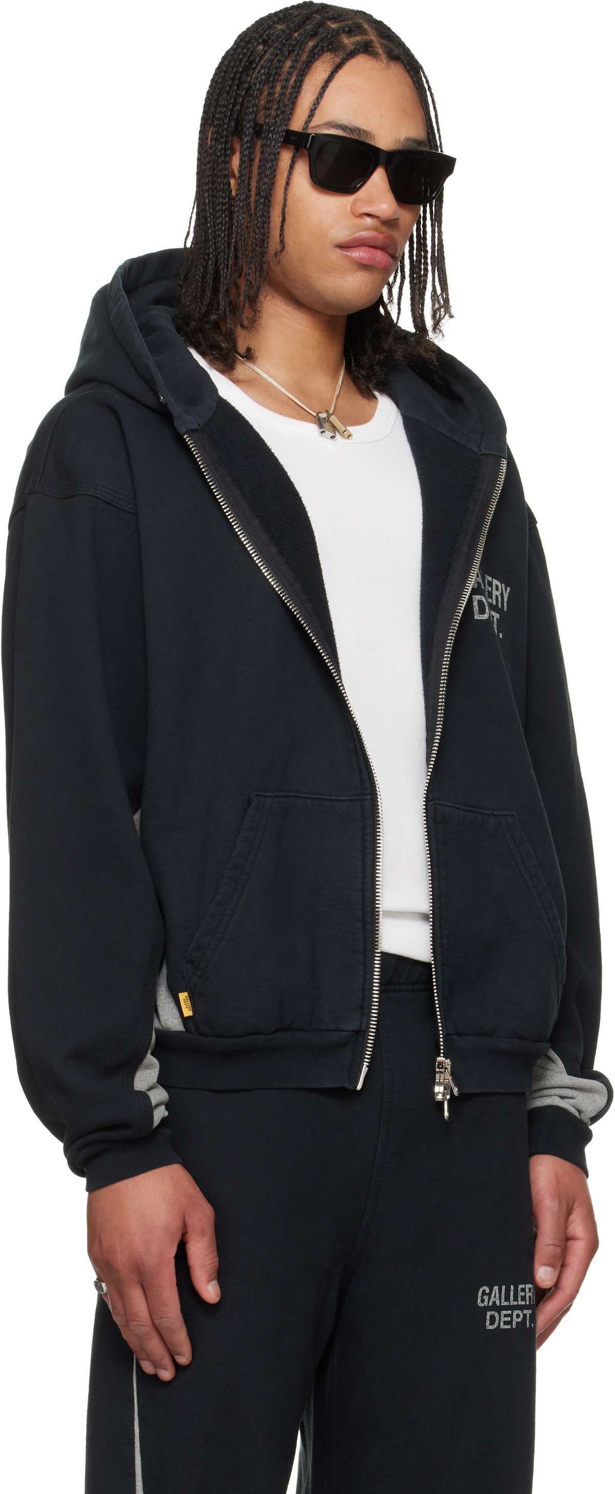 Gallery Dept. Black & Gray Contrast Panel Hoodie