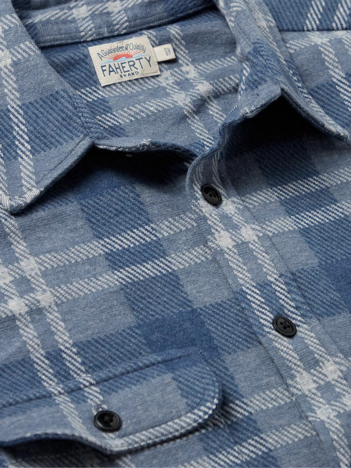 Faherty - Legend™ Checked Brushed Recycled-Flannel Shirt - Blue Faherty