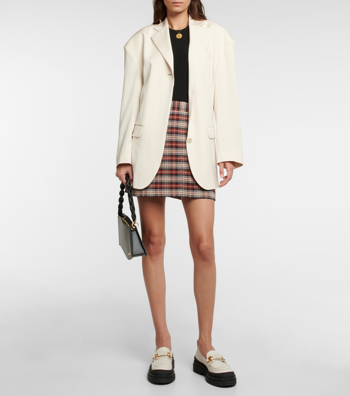 See By Chloe - Checked cotton-blend miniskirt