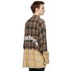 Palm Angels Brown Bleached Check Loose Overshirt