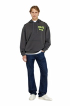 Diesel Cotton hoodie with flocked graphics - Sweaters Mens in Grey