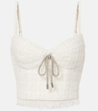 Area Embellished tweed crop top