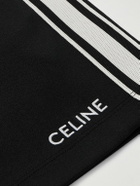 CELINE - Straight-Leg Logo-Embroidered Striped Jersey Drawstring Shorts - Black