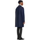 Harris Wharf London Blue Pressed Wool Mac Overcoat