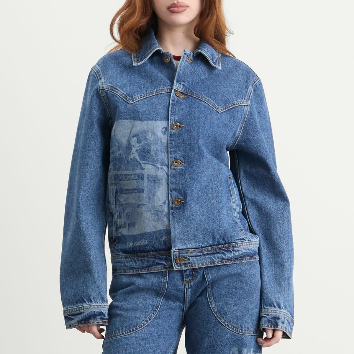 Ahluwalia Women's Laser Denim Jacket in Vintage Indigo Denim