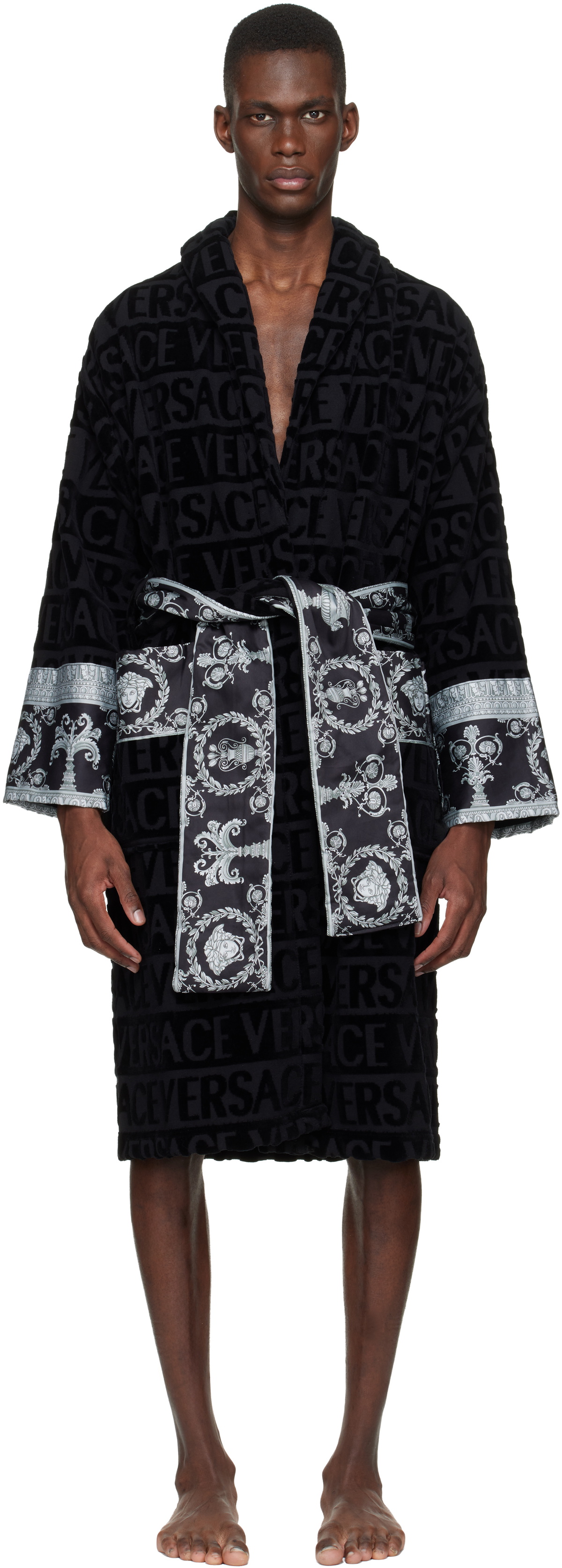 Versace Black 'I Heart Baroque' Bathrobe