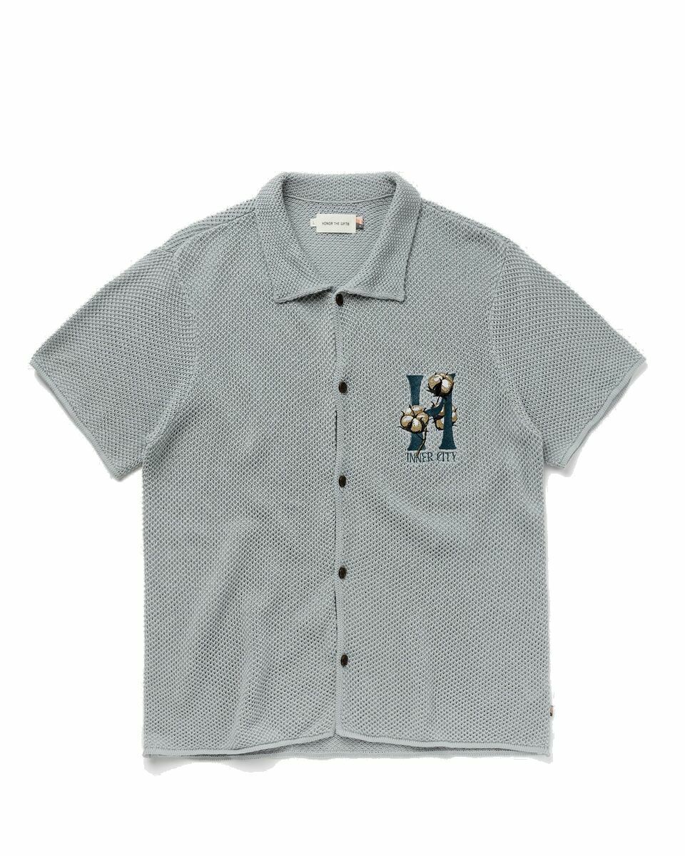 Photo: Honor The Gift Knit H Ss Button Up Grey - Mens - Shortsleeves