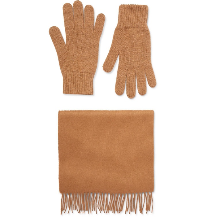 Photo: Johnstons of Elgin - Cashmere Scarf and Gloves Set - Brown