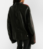 Gucci Web Stripe leather biker jacket