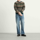 Jamieson's of Shetland Men's Jamiesons of Shetland Fair Isle Crew Knit in Green/Beige/Red
