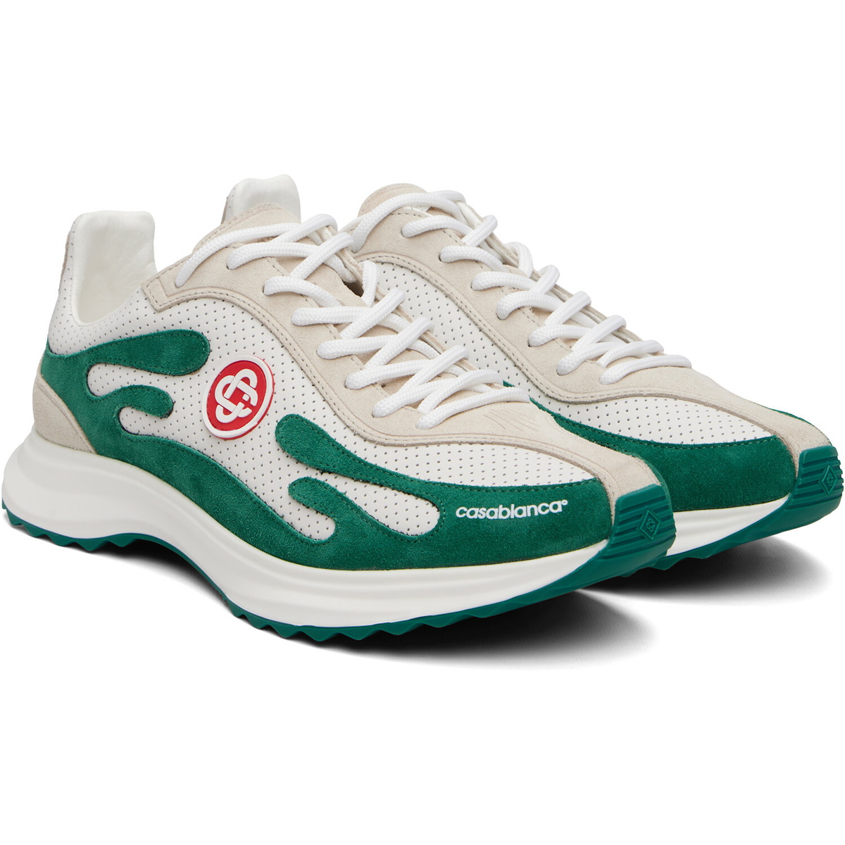 Casablanca White & Green Stade Sneakers