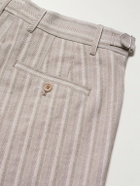 NN07 - Kay 10058 Wide-Leg Pleated Herringbone Organic Cotton-Blend Suit Trousers - Brown