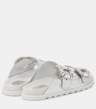 Roger Vivier Crystal-embellished metallic leather slides