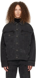 Balmain Black Distressed Denim Jacket